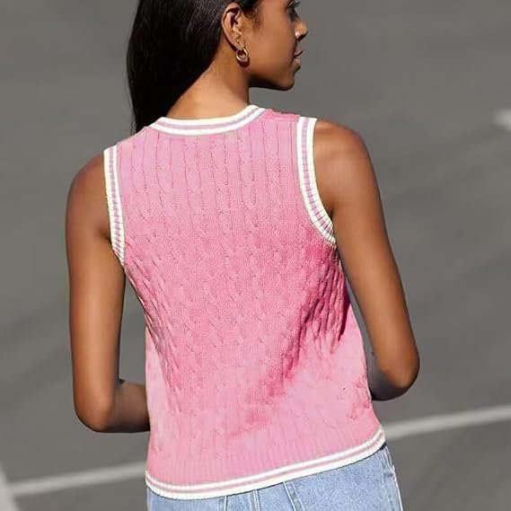 Womens Sweater Vest Sleeveless Cotton Casual V Neck Pullover - Image 3