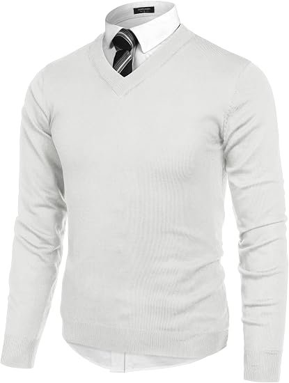 COOFANDY Mens V Neck Dress Sweater Knit Long Sleeve Pullover Sweaters